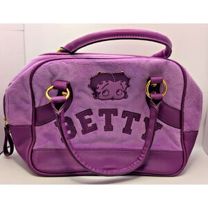2004 vtg purple betty boop purse Red Interior Gold Hardware bowler Y2K style